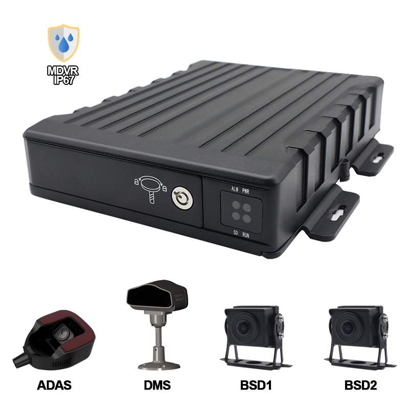Carleader 4Ch IP67 су өткізбейтін AI SD Mobile DVR қолдауы ADAS + DMS + BSD